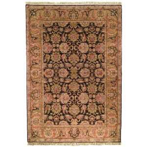   Dark Brown and Gold Wool Area Rug, 4 Feet by 6 Feet