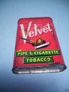 vintage TOBACCO TIN VELVET Pipe & Cigarette TOBACCO TIN  