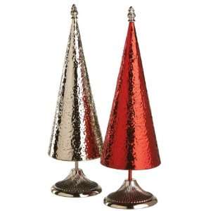  Set of 2 Large Multi Color Table Top Metal Trees 17.75 