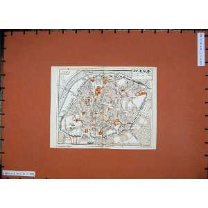 1954 Colour Map France Street Plan Avignon River Rhone:  