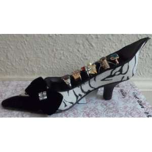  Bruno Magli Zebra Black Velvet Shoe with Rhinestone for 