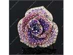 Amethyst flower crystal rhinestone fashion jewelry ring adjustable