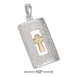  Sterling Silver Two Tone Celtic Cross Pendant   JewelryWeb 