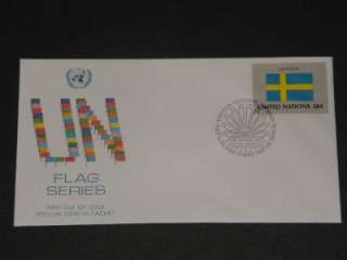 SWEDEN FLAG UN VALUED GENEVA CACHET COVER FDC 1983 NICE  
