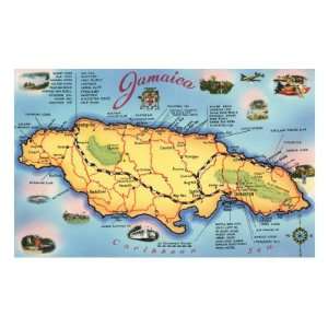  Map of Jamaica Education Premium Poster Print, 8x12