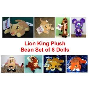  Plush Bean Bag Dolls Including 6 Lion King Characters Simba, Nala 