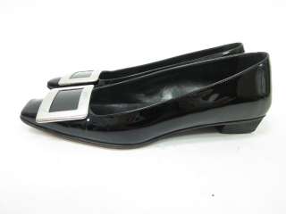 ROGER VIVIER Black Patent Pilgrim Buckle Flats 5 BOX  