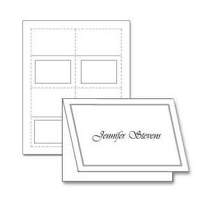  4up Printable Place Cards   Foil Border   White Silver (10 