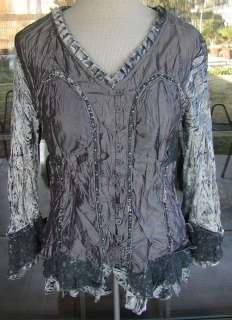 PRETTY ANGEL Gray Victorian Vintage Style Lacy Satiny & Velvet 