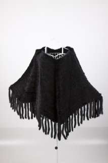  Genuine Knitted Mink Fur Cape Stole Shawl Wrap Scarf Coat Winter Women