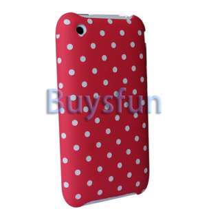 White Dots Red Hard Case Cover For Apple iPhone 3G 3GS  