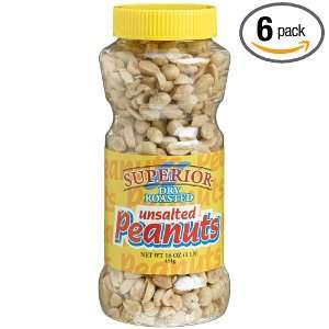 Superior Nut Dry Roasted Unsalted Peanuts, 16 Ounce Plastic Jars (Pack 