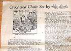   Alice Brooks Design 6857 Crocheted Baskets Chair Set Copyright 1940
