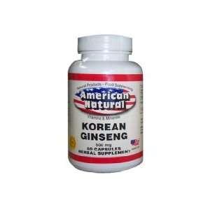  American Natural Korean Ginseng 500 mg 60 caps Immune 