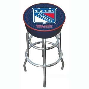 NHL New York Rangers Padded Bar Stool with Back   Game Room Products 