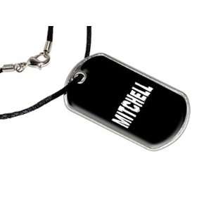   Mitchell   Name Military Dog Tag Black Satin Cord Necklace: Automotive