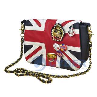 UK Flag Union Jack Badge Chain Fashion Shoulder Bag  