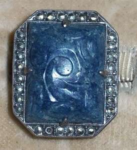   Vintage Sterling Silver Marked Blue Apatite & Marcacite Ring  