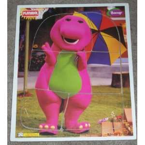  1996 Playskool Barney the Purple Dinosaur 7 Piece Wooden 