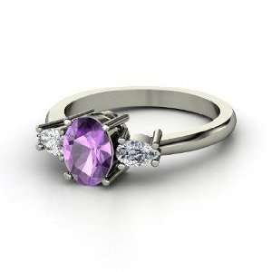  Sydney Ring, Oval Amethyst 14K White Gold Ring with 