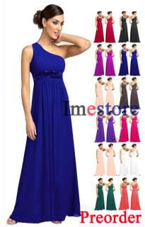 One Shoulder Beaded Prom Bridesmaid Evening Dress Gown  