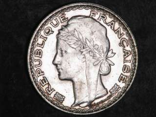 FRENCH INDO CHINA 1931(a) 1 Piastre Silver Crown XF AU  