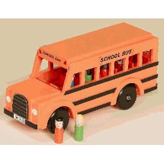    Gift Mark LG. SCHOOL BUS W/ FIGURES WOODEN TOY #4215 Toys & Games