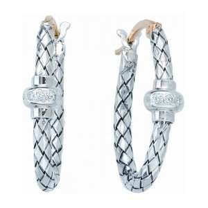  Sterling Silver Basketweave Hoop Earrings: Alisa: Jewelry