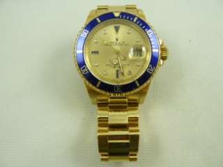 Rolex Submariner 18kt Yellow Gold Serti Sapphire & Diamond Dial 1992 