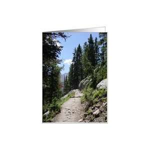 Hiking above Bear Lake in the Rocky Mountain National Park; blank card 