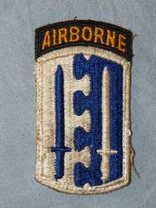 PATCH WW2 US ARMY 2ND AIRBORNE BDE W/TAB 1 PIECE SNOWBACK AS REMOVED 
