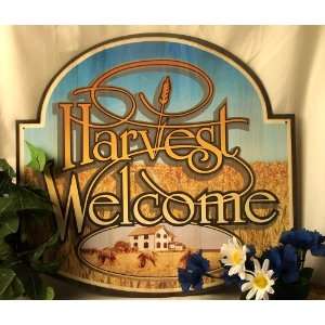 Large Tin Sign   Harvest Welcome CLOSEOUT 