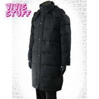 NEW Mens Duck Down Long Coat Winter Puffer Hood Jacket Black size S M 