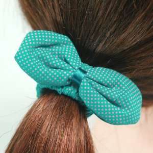 Green and Pink) Polka Dot Bow Shaped Hair Tie/Ponytail Holder (4047 2 