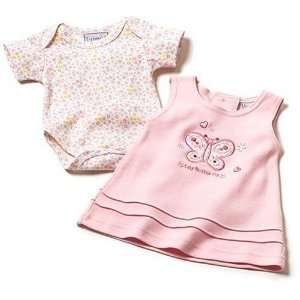    Girl 2 Piece Butterfly Dress Set   Pink: Preemie 5  8 Lbs: Baby