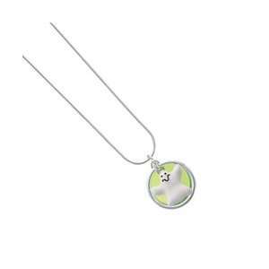  White Ghost Lime Green Pearl Acrylic Pendant Snake Chain 