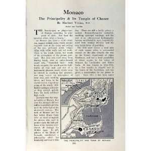  c1920 MAP TOWN MONACO TREE GIRT TERRACE CASINO FRANCE 