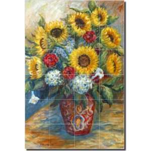  Sunflowers in a Red Vase by Joanne Morris   Artwork On Tile 