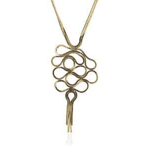  Leslie Danzis Gold Tone Squiggle Design Pendant Necklace 