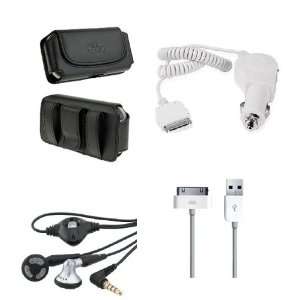  4in1 Car Auto Charger+Leather Case Pouch Cover+USB Data 