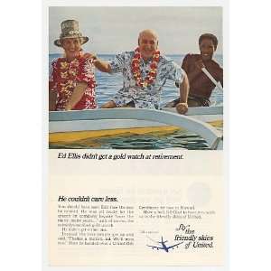  1966 Ed Ellis Retirement Hawaii United Airlines Print Ad 
