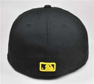 NEW ERA 5950 FITTED MLB HAT ATLANTA BRAVES BLACK YELLOW CAPS  