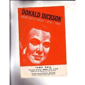  Donald Dickson Baritone  Handbill NYC Town Hall 1940s 