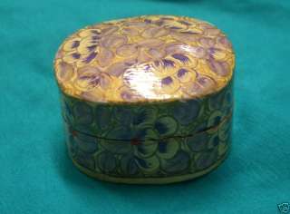 Lavender Flower Paper Mache Oblong Trinket Jewelry Box  