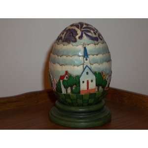   Easter Egg St/Church Egg with Green Base Figurine