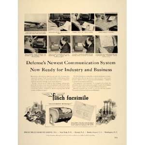  1941 Ad Finch Facsimile Machine Telecommunications FAX 