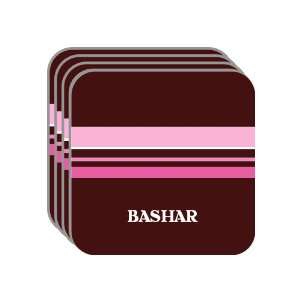 Personal Name Gift   BASHAR Set of 4 Mini Mousepad Coasters (pink 