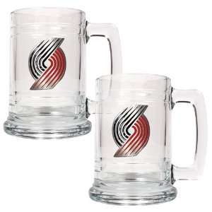  Portland Trailblazers 15 oz Glass Tankard   Set of Two 