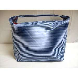  Lancome Blue & White Stripe Hobo Beach Bag: Beauty