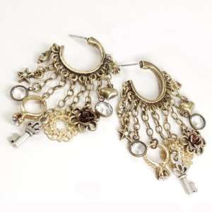  Sweet Romance Antiqued Brass Charm Hoop Earrings By 